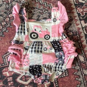 Baby girl farm romper